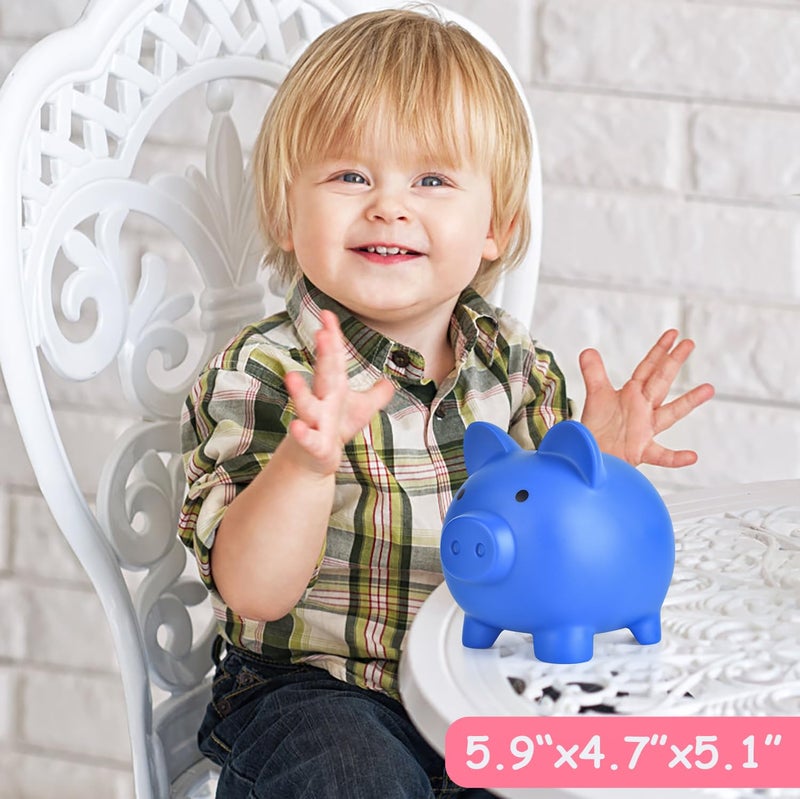PJDRLLC بنك PJDRLLC Piggy Bank غير قابل للكسر، بنك نقود من البلاستيك للفتيات والفتيان متوسط ​​الحجم، هدايا عملية لعيد الميلاد وعيد الفصح (أزرق داكن) - Image 2